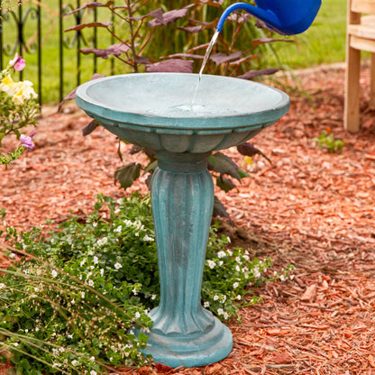 Brushed Blue Bird Bath