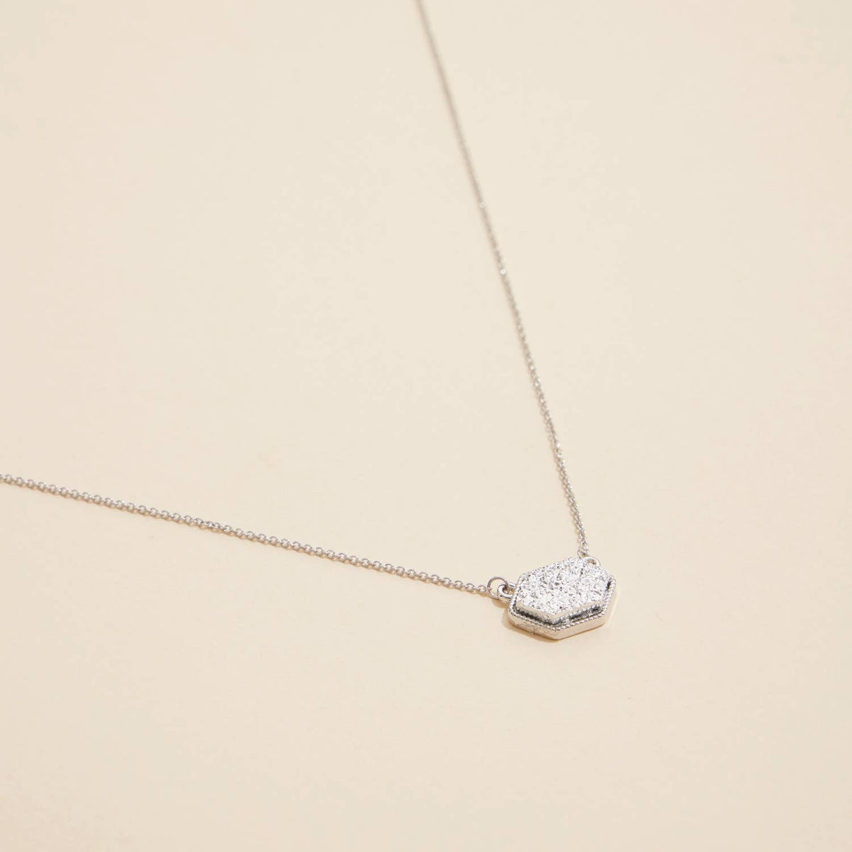 Druzy Hexagon Pendant Necklace