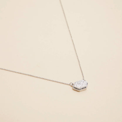 Druzy Hexagon Pendant Necklace