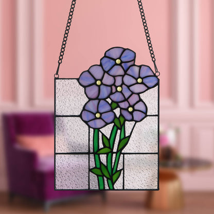 Forget Me Not Stained Glass Panel