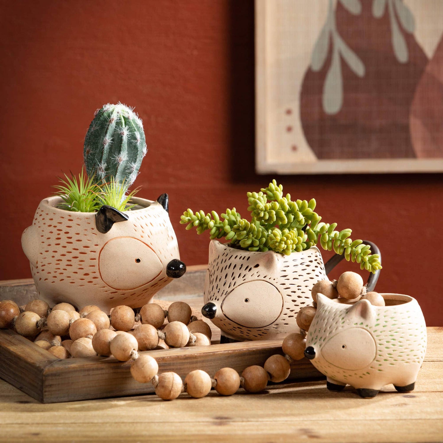 Natural Wood Bead Gardland