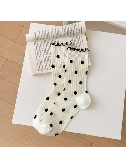 Polka Dot Ruffle Crew Socks