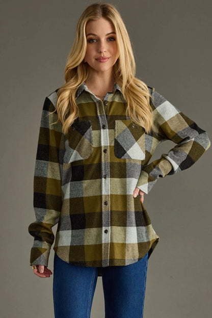 Olive Plaid Button Up