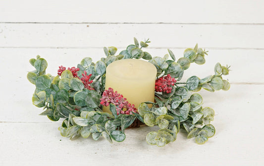 Eucalyptus Candle Ring w/ Berries