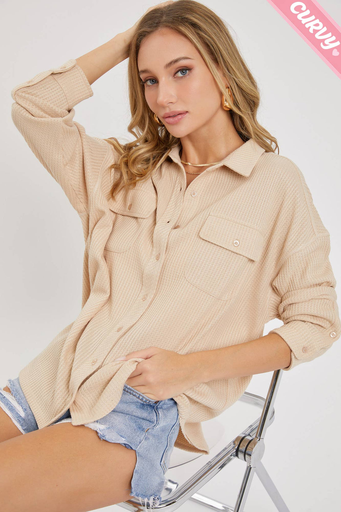 PLUS SIZE BUTTON DOWN OVERSIZED SHIRTS
