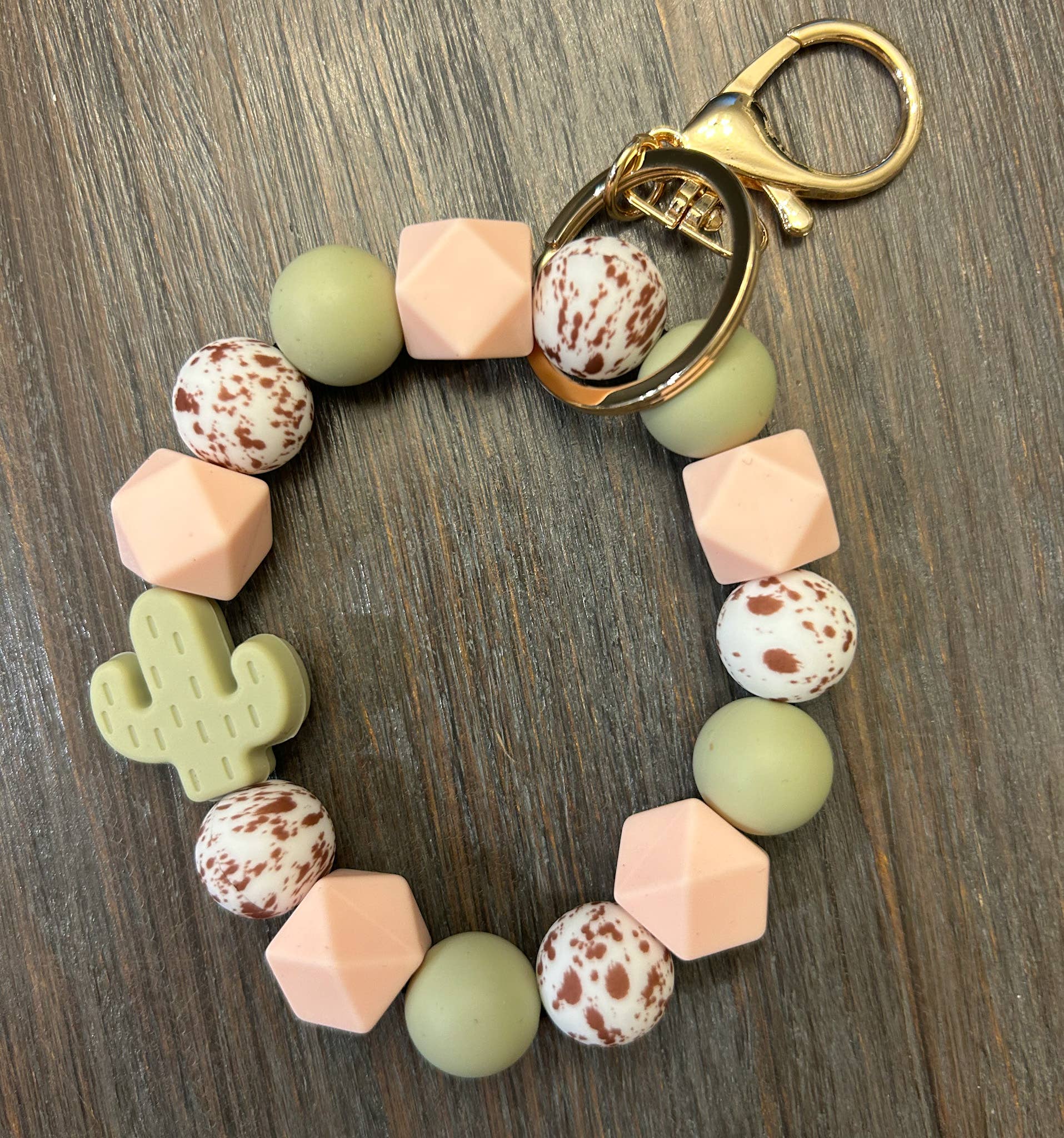 Cactus Beaded Keychain
