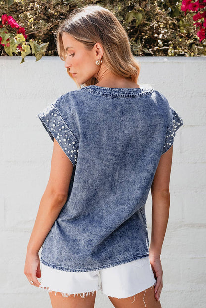 Pearl Denim Top