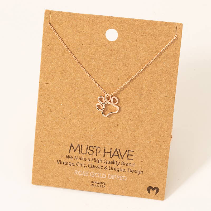 Gold Dipped Wire Paw Pendant Necklace