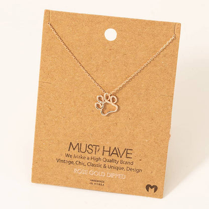 Gold Dipped Wire Paw Pendant Necklace