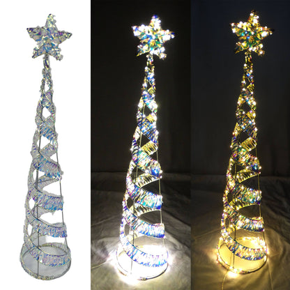 Christmas Iridescent Ribbon Wrapped Spiral 3 FT Tree