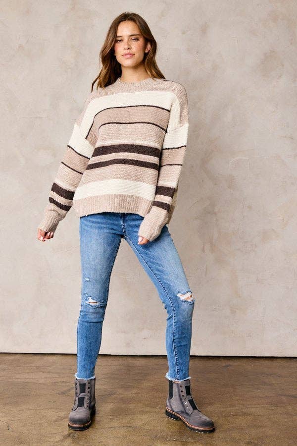 Multi Color Striped Sweater Plus Size