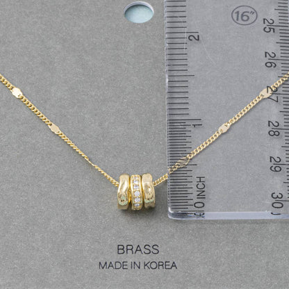 Triple Ring Charm Station Chain Necklace