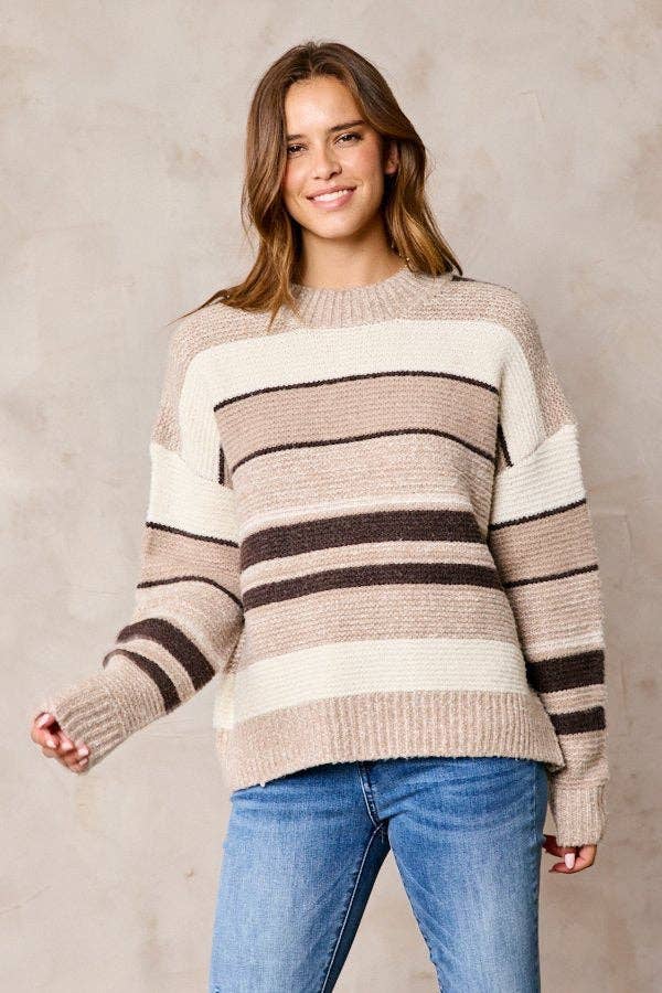 Multi Color Striped Sweater Plus Size