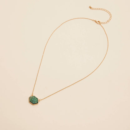 Druzy Hexagon Pendant Necklace