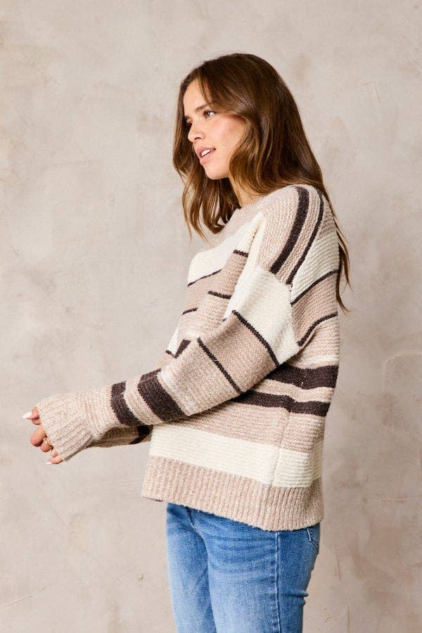 Multi Color Striped Sweater Plus Size