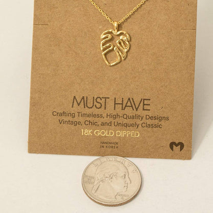 Monstera Cutout Pendant Necklace
