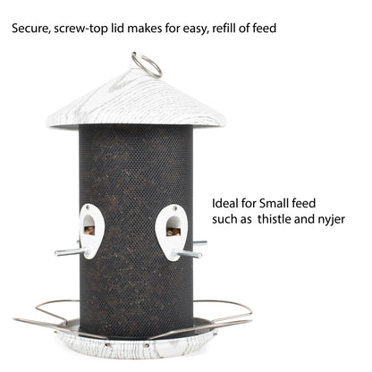 Whitewashed Mesh Metal Bird Feeder