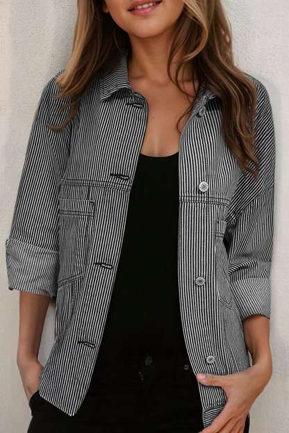 Striped Denim Jacket (Full Run)