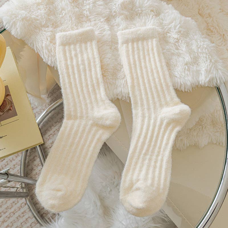 Solid Color Thicken Cashmere Plush Crew Socks MK2BLW6W8FSO219