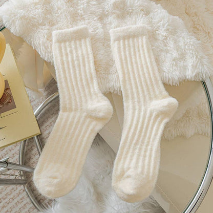 Solid Color Thicken Cashmere Plush Crew Socks MK2BLW6W8FSO219