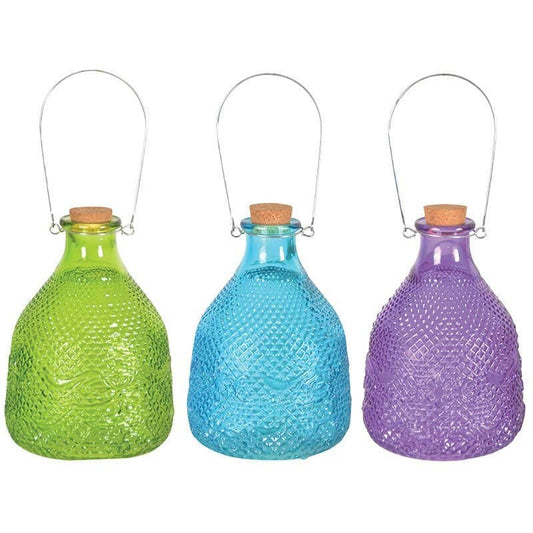 Hobnail Glass Wasp Trap, Green/Blue/Purple