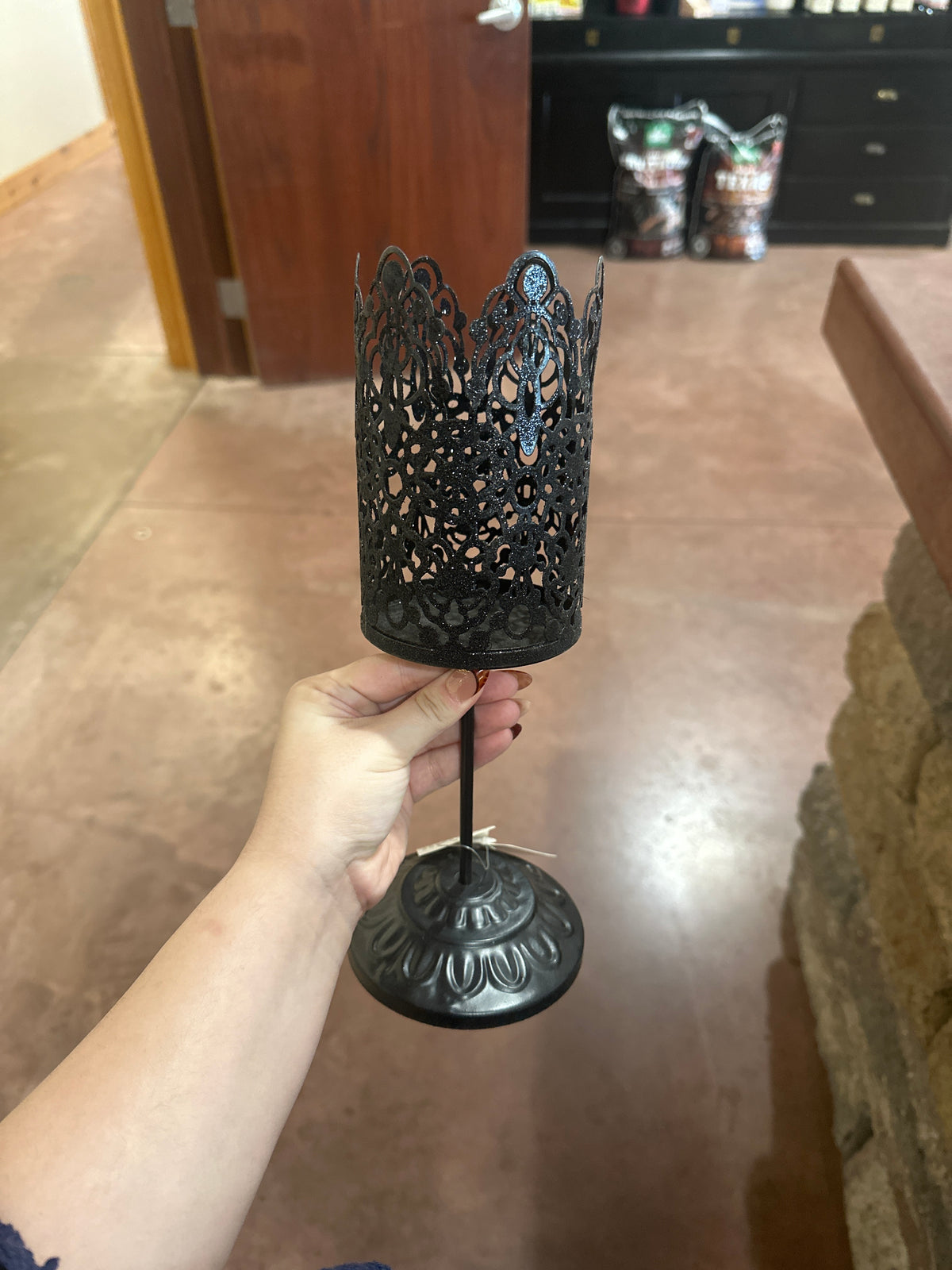 Halloween Black Sparkly Candle Holders