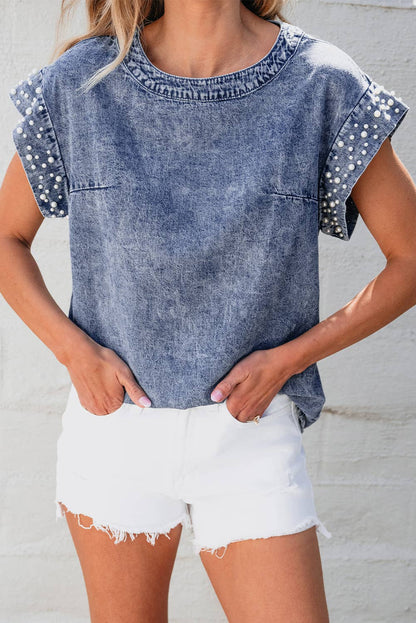 Pearl Denim Top