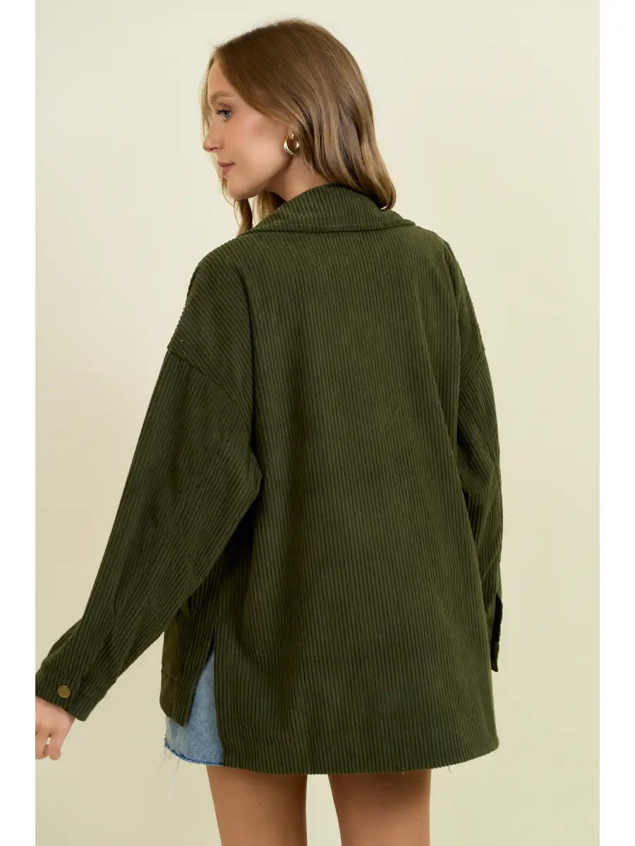 Corduroy Oversized Jacket in Army