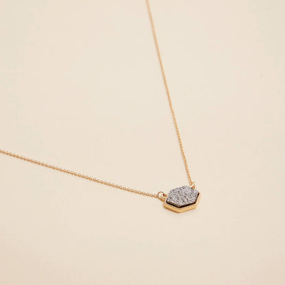 Druzy Hexagon Pendant Necklace