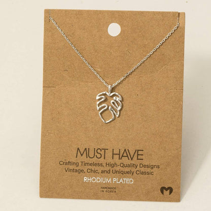 Monstera Cutout Pendant Necklace