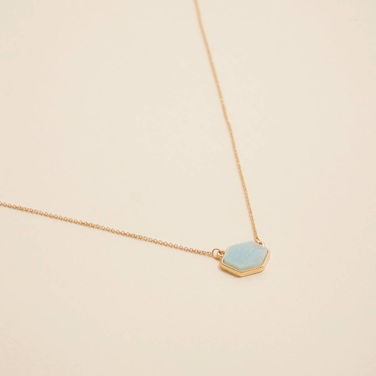 Druzy Hexagon Pendant Necklace