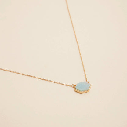 Druzy Hexagon Pendant Necklace