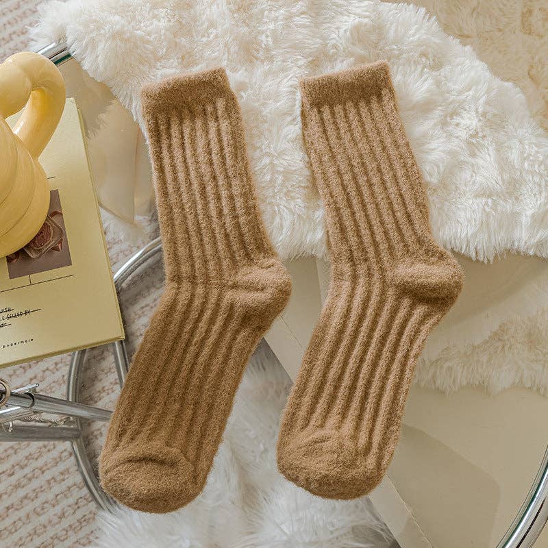 Solid Color Thicken Cashmere Plush Crew Socks MK2BLW6W8FSO219