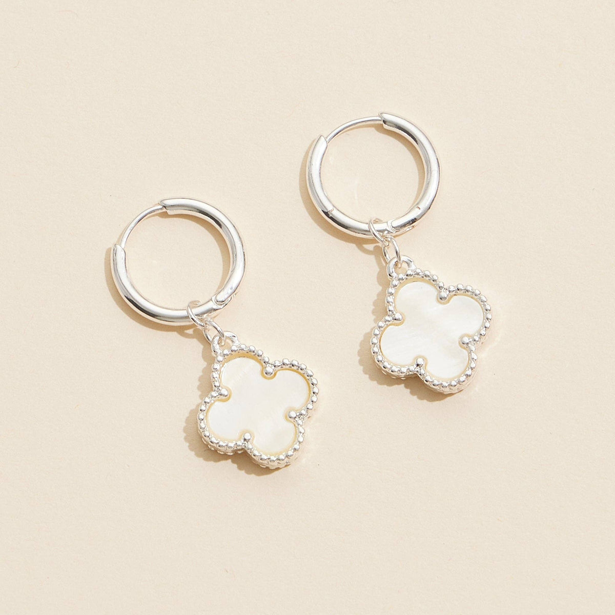 Hoop Earrings | Clover-Shaped Shell Charms