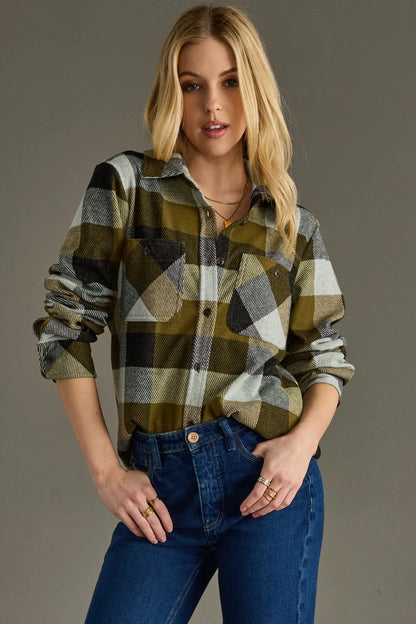 Olive Plaid Button Up
