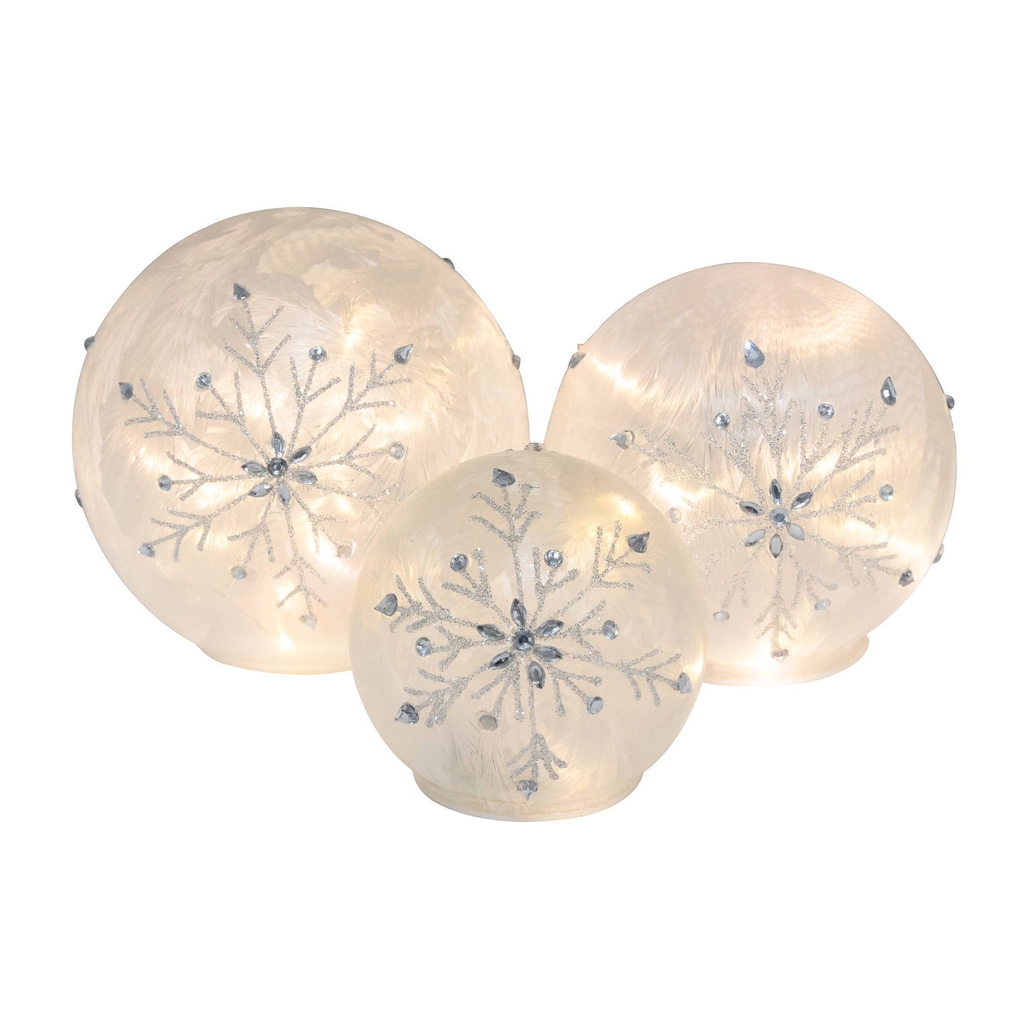 Glass Snowflake Globes - S/3