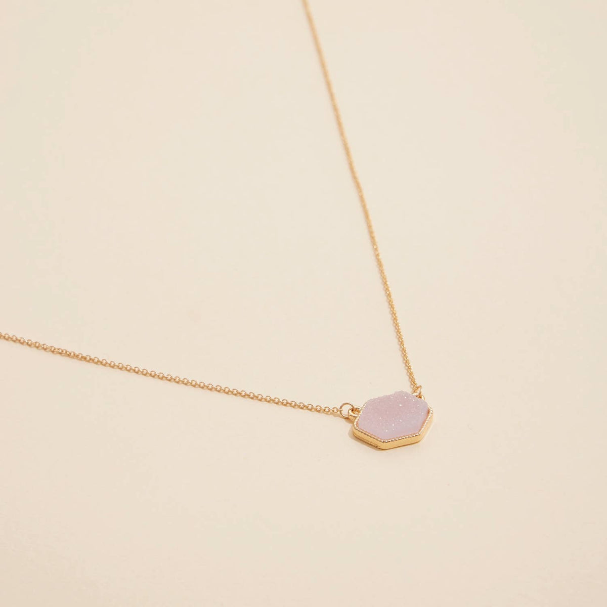 Druzy Hexagon Pendant Necklace