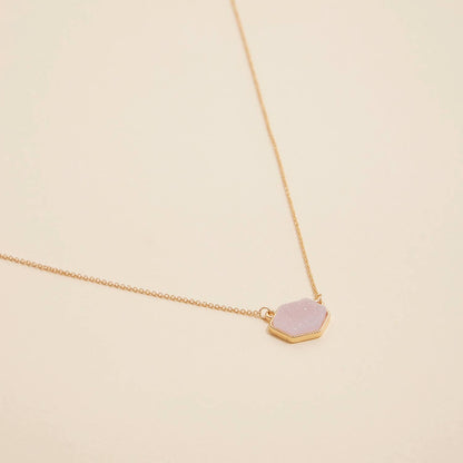 Druzy Hexagon Pendant Necklace