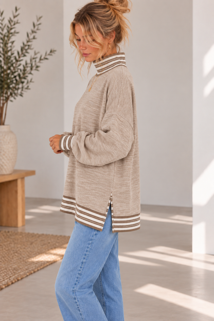 BUTTER SOFT HEATHER FLEECE MOCK NECK TUNIC