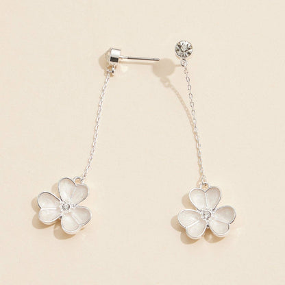 Pearl Petal Flower Dangle | Earrings with Rhinestones
