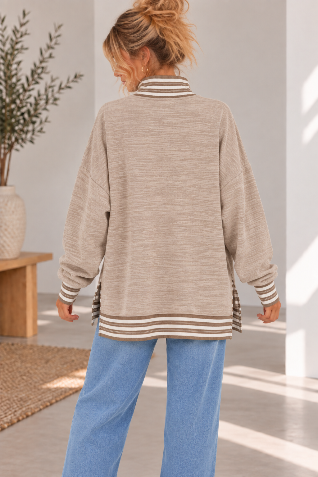 BUTTER SOFT HEATHER FLEECE MOCK NECK TUNIC