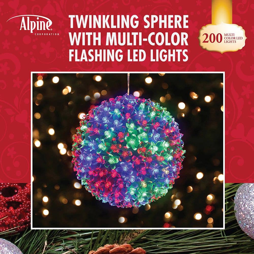 Alpine Corporation Twinkling Sphere with Red, Green and Blue
