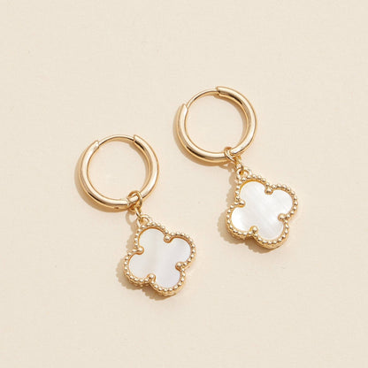 Hoop Earrings | Clover-Shaped Shell Charms