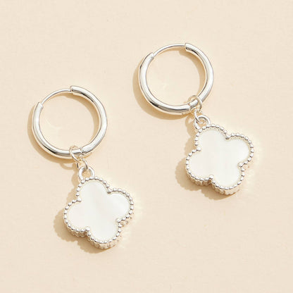 Hoop Earrings | Clover-Shaped Shell Charms