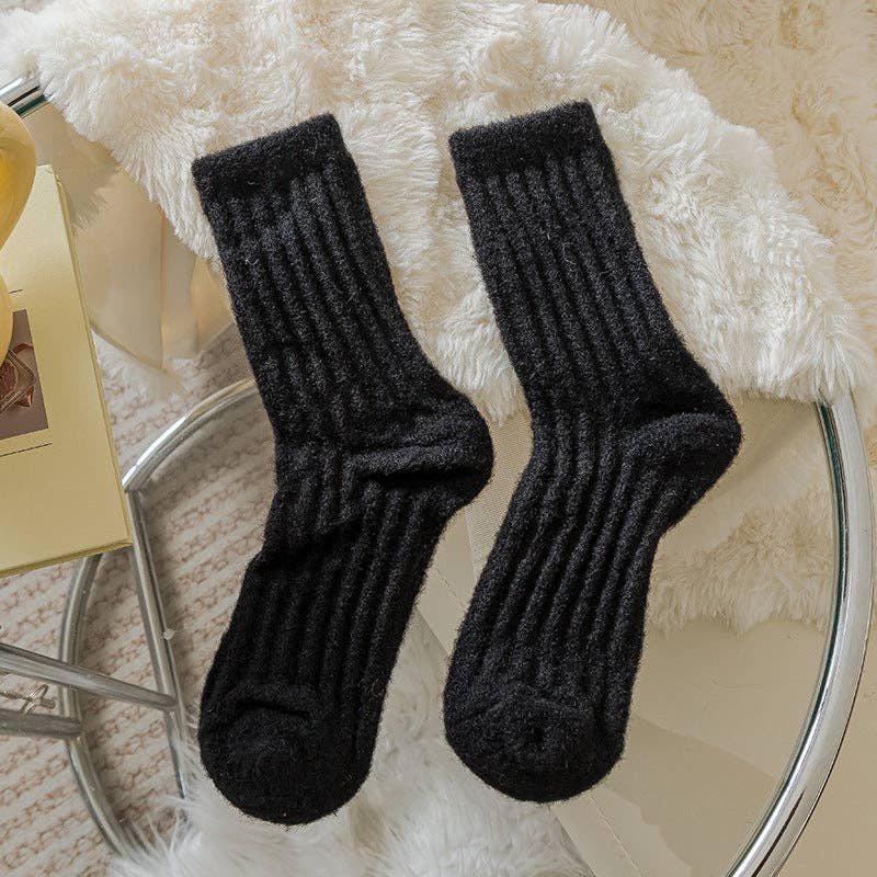 Solid Color Thicken Cashmere Plush Crew Socks MK2BLW6W8FSO219