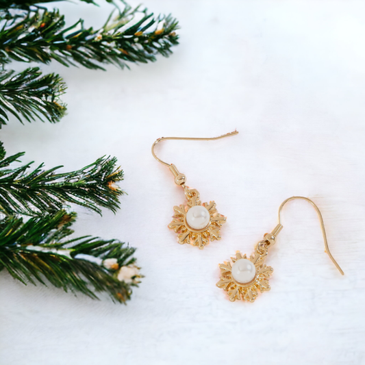 Snowflake Pearl Earrings