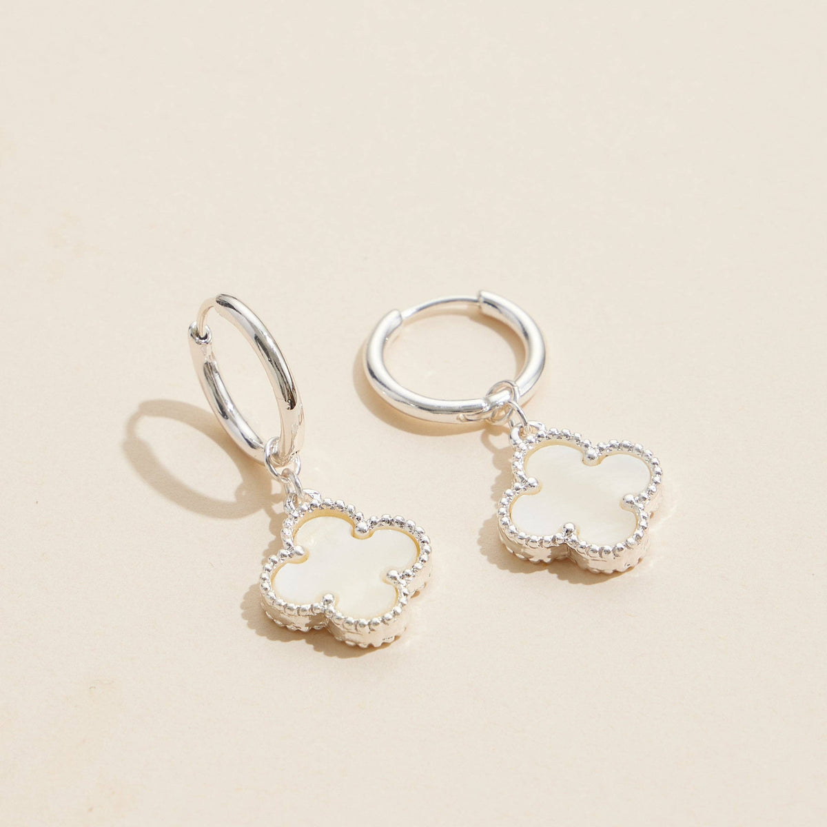 Hoop Earrings | Clover-Shaped Shell Charms
