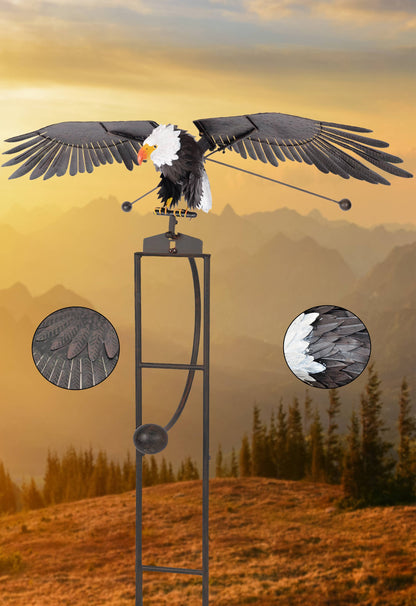 Big Rustic Metal Flying Eagle Balancing Garden Stake