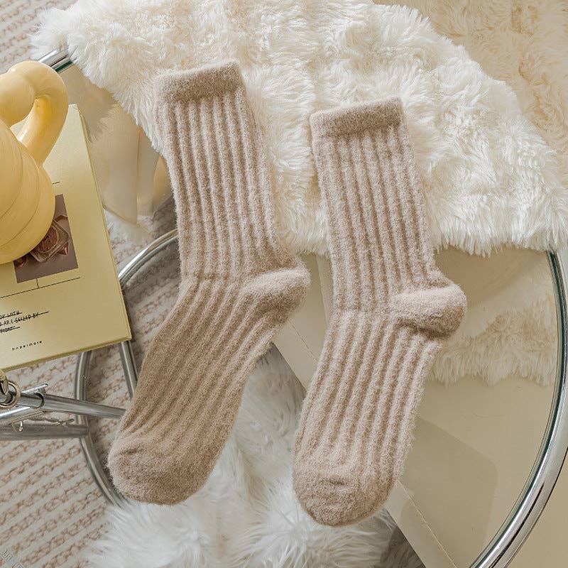 Solid Color Thicken Cashmere Plush Crew Socks MK2BLW6W8FSO219