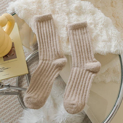 Solid Color Thicken Cashmere Plush Crew Socks MK2BLW6W8FSO219